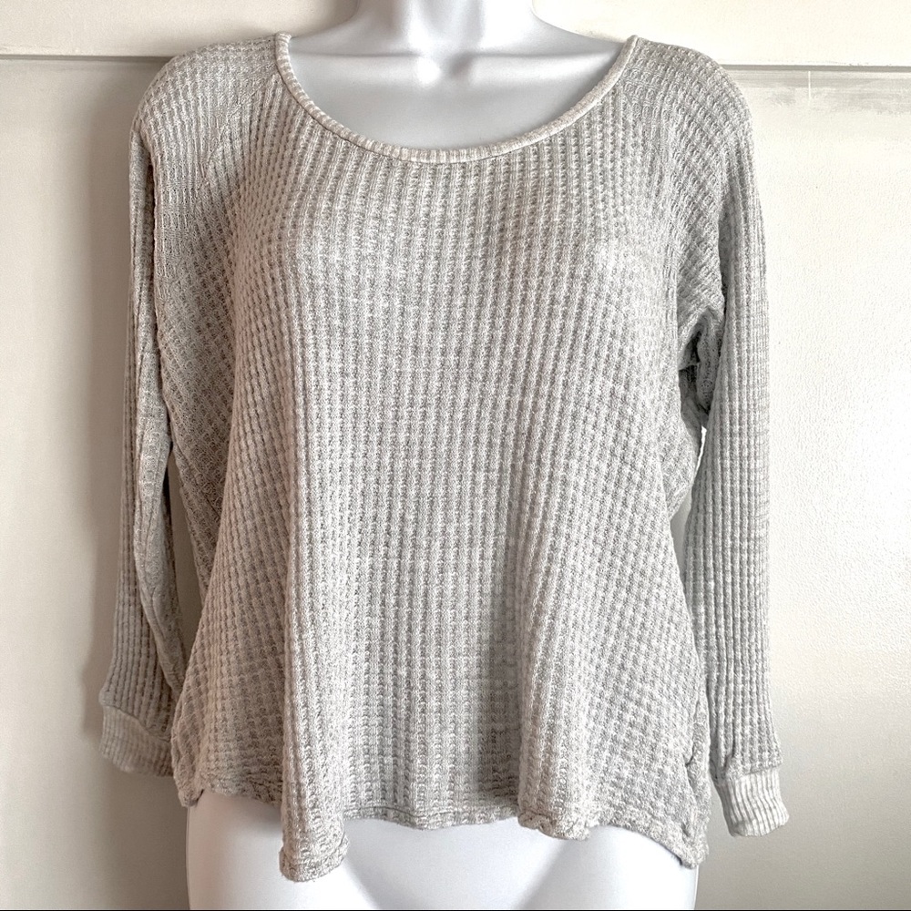 Metallic 💎 Velvet Graham & Spencer Metallic Raglan Waffle Top EUC XS